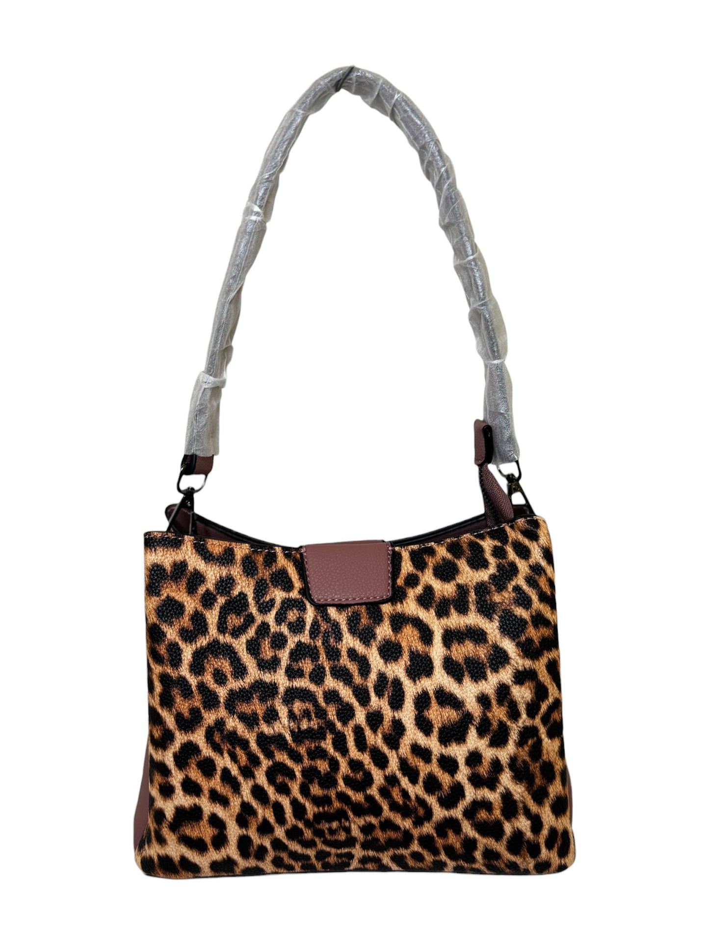 Moderne Schultertasche im Leo-Design mit Mauve Details