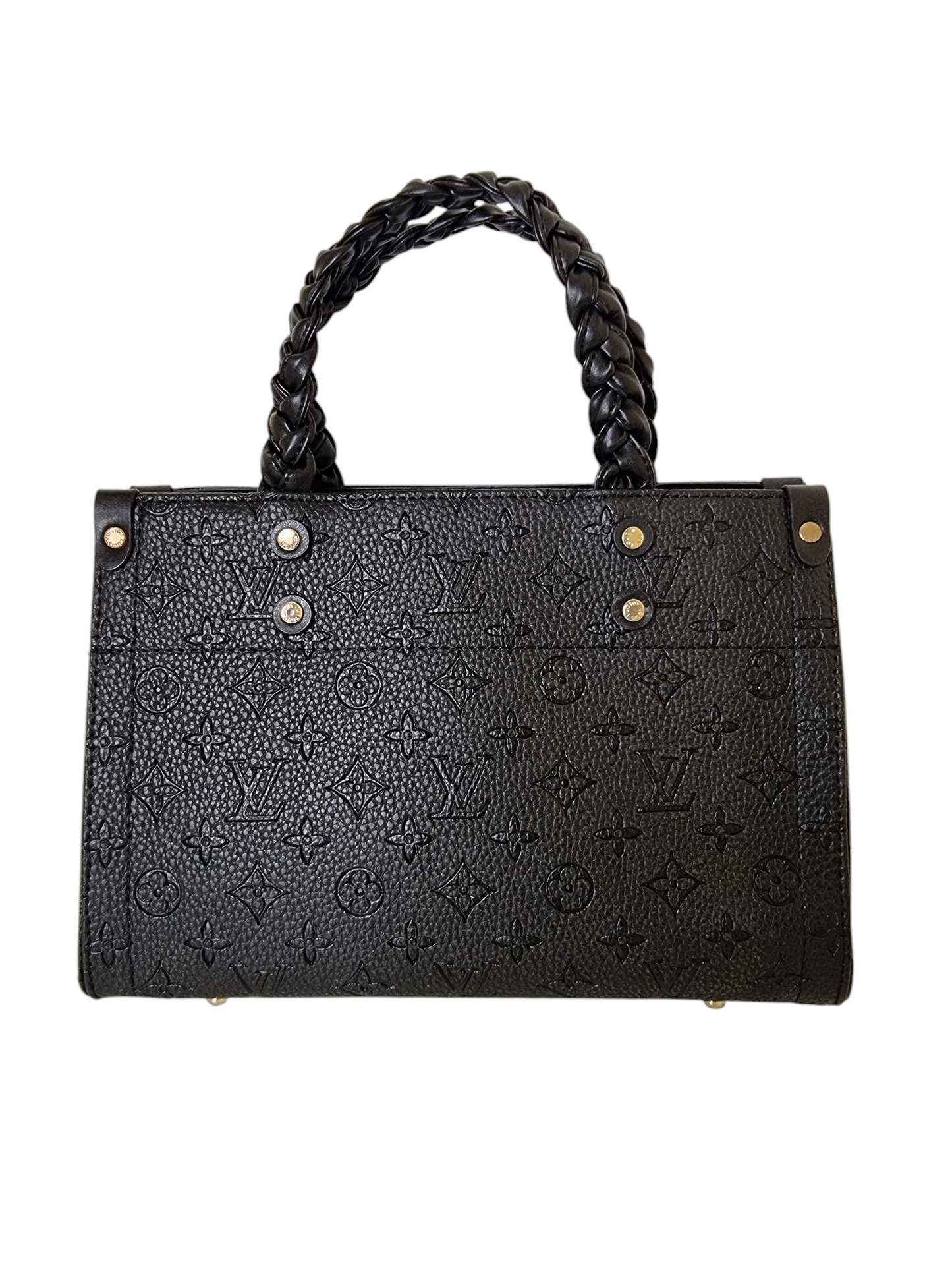 Damen Handtasche trendig & elegant in der Farbe Schwarz geflochten