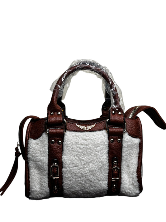 Damen Handtasche trendig & elegant in der Farbe Kastanienbraun/Weißcreme