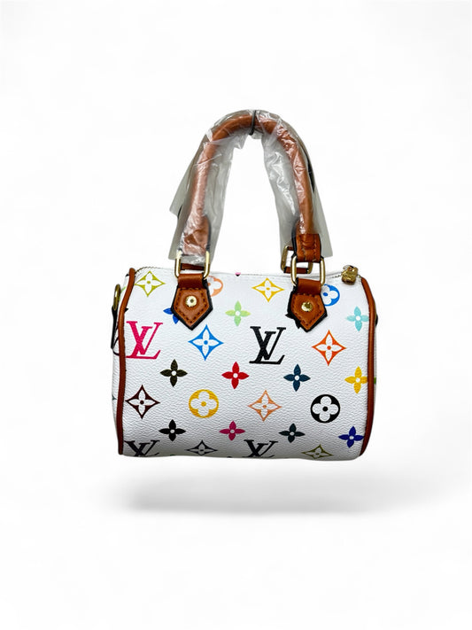 Damen Handtasche trendig & elegant in dem Farben mix Weiß 16cm