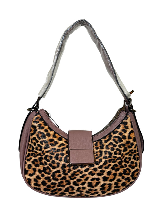 Stylische Schultertasche im Leo-Design mit Mauve Details