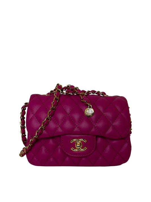 Damen Umhängetasche trendig & elegant in der Farbe Rosa/Gold Details Klein