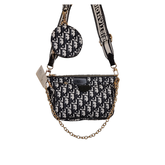 Crossbody Bag. Set 3.-Teilig Damen Umhängetasche in der Farbe Schwarz/Blau